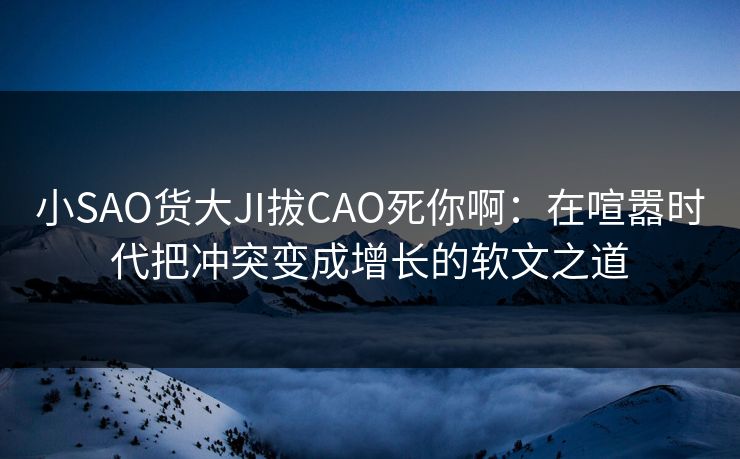 小SAO货大JI拔CAO死你啊：在喧嚣时代把冲突变成增长的软文之道