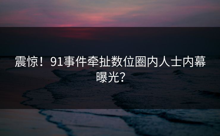 震惊！91事件牵扯数位圈内人士内幕曝光？