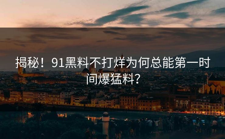 揭秘！91黑料不打烊为何总能第一时间爆猛料？