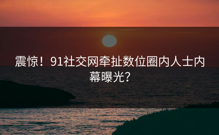 震惊！91社交网牵扯数位圈内人士内幕曝光？