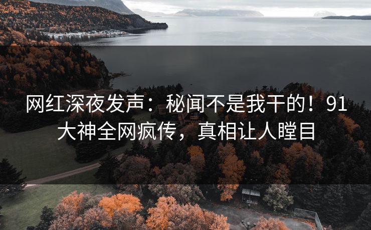 网红深夜发声：秘闻不是我干的！91大神全网疯传，真相让人瞠目