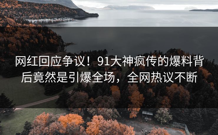 网红回应争议！91大神疯传的爆料背后竟然是引爆全场，全网热议不断