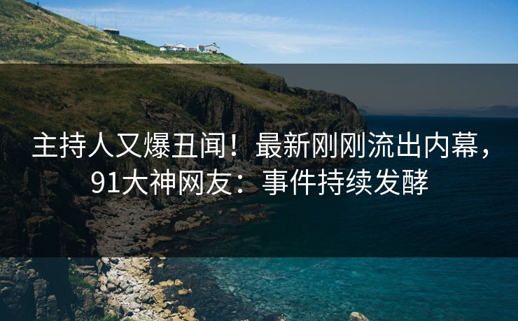 主持人又爆丑闻！最新刚刚流出内幕，91大神网友：事件持续发酵