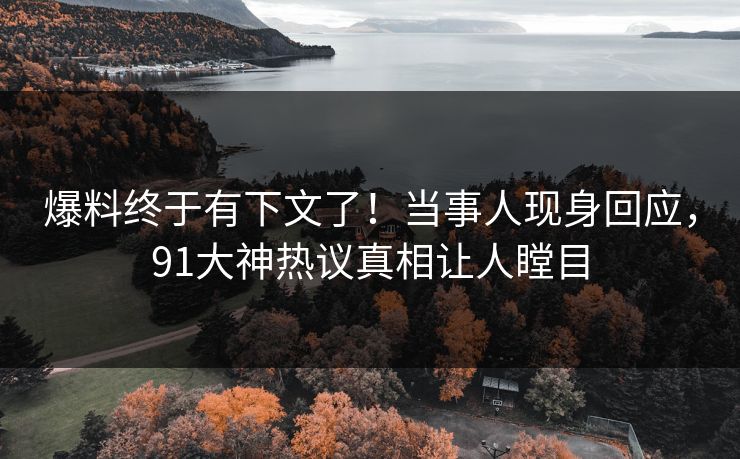 爆料终于有下文了！当事人现身回应，91大神热议真相让人瞠目