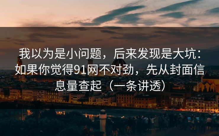 我以为是小问题，后来发现是大坑：如果你觉得91网不对劲，先从封面信息量查起（一条讲透）